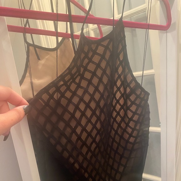 VINTAGE 90s Y2K ADRIANNA PAPELL SILK HALTER SIZE 8 CRISS CROSS - Picture 3 of 4